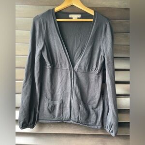 Michael Kors Black Cardigan Button Up Grandpa Sweater With Pockets Medium